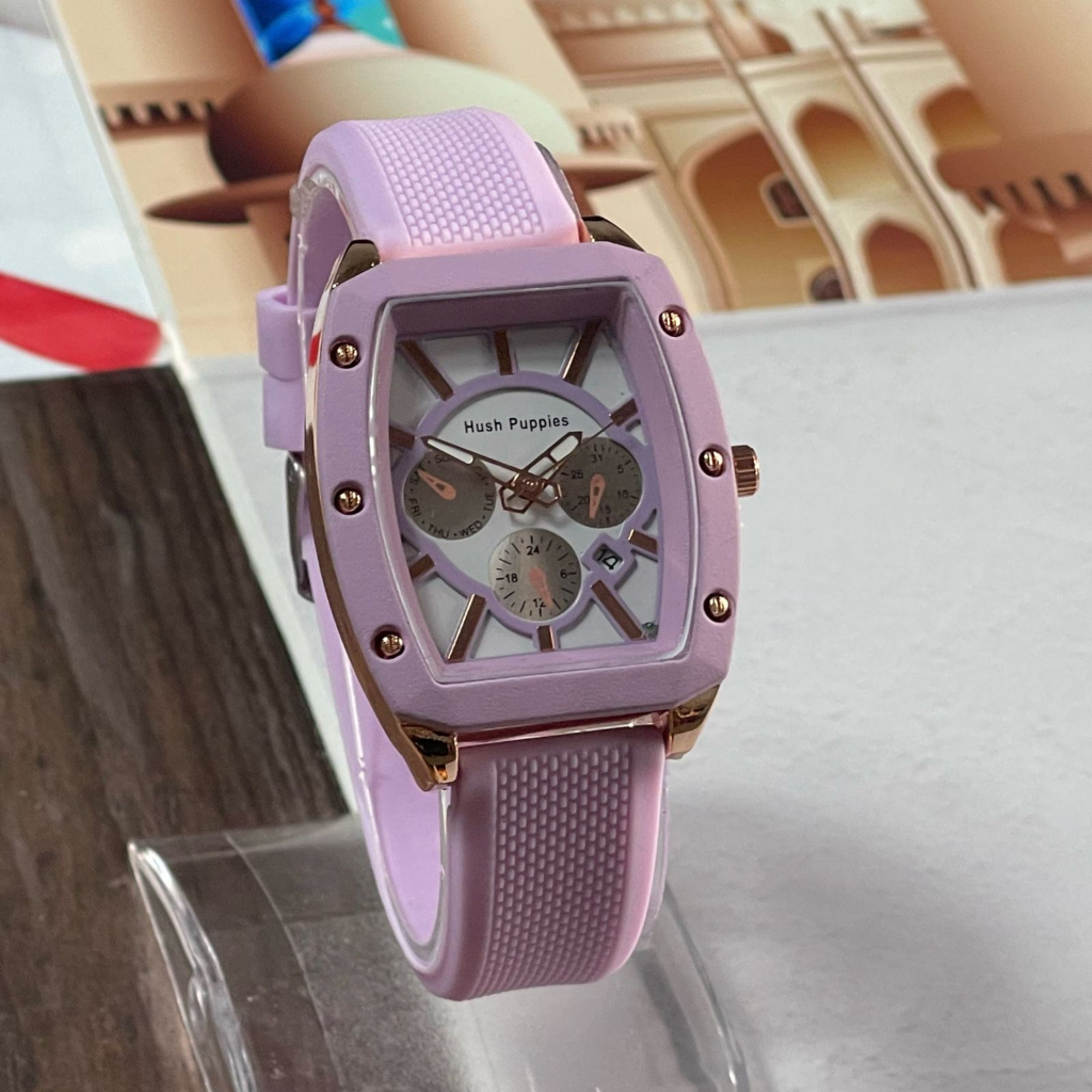 (KW) JAM TANGAN WANITA ANAK PEREMPUAN CEWEK OVAL STRAP RUBBER TANGGAL AKTIF HP-011