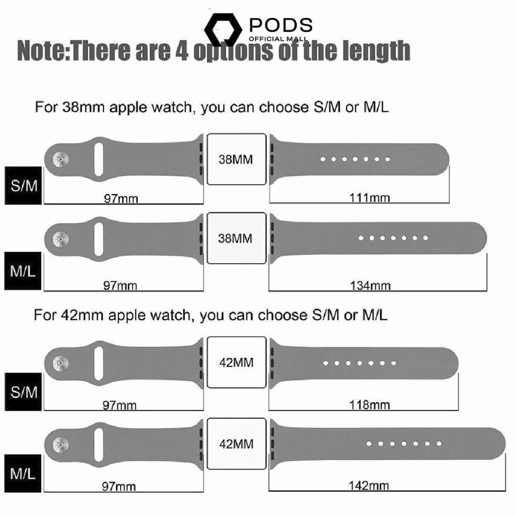 Premium Silicone Strap for iWatch &amp; Apple Watch by Pods Indonesia