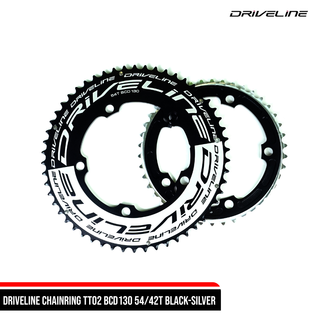 DRIVELINE CHAINRING TT02 BCD130 54/42T BLACK SILVER
