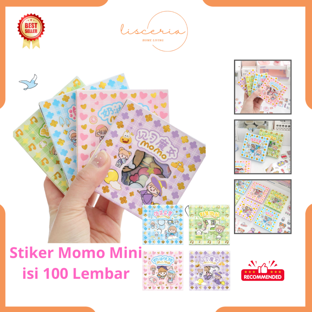 

[ LSC ] Stiker Momo Mini isi 100 Lembar /Sticker botol minum 2D plastik anti air/Buku Diary Stiker Motif/Stiker Anti Air