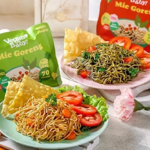 Vegan Baby mie goreng instant bayam spirulina Wortel Beet