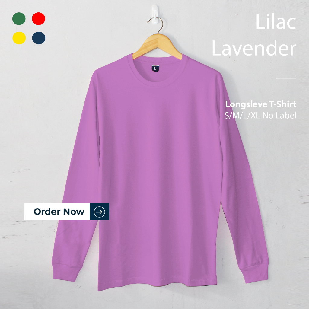 KAOS POLOS LILAC PRIA WANITA LENGAN PANJANG UKURAN S-XL BAHAN COTTON COMBED 30S ORGINAL