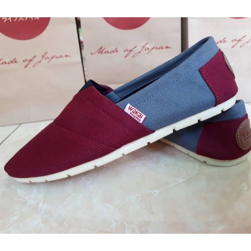 Sepatu Slip on Pria Wanita Dewasa Wakai Maron abu Termurah