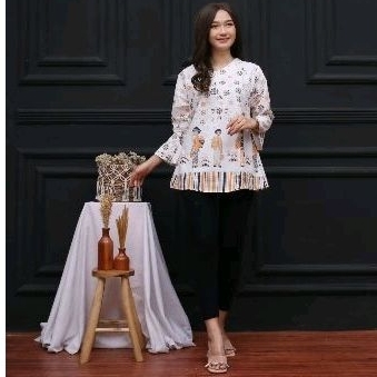 Blouse batik dewasa modern Bu tejo seragam kantor kuliah oleh oleh jogja solo pekalongan