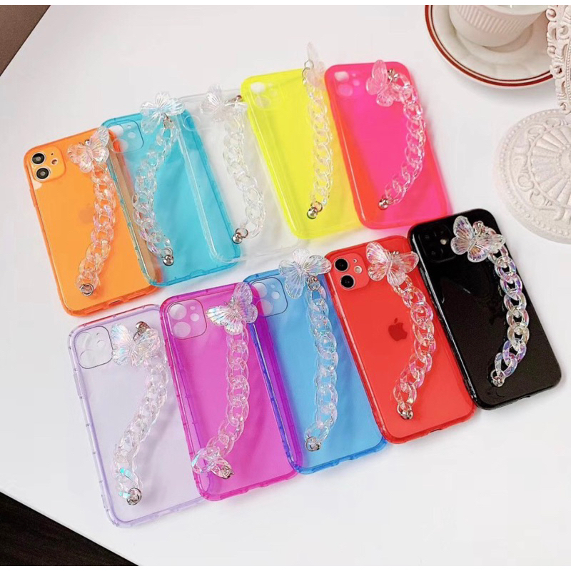 Case IPHONE 11 PRO MAX Kupu kupu rantai lilac ungu Aesthetic Korea