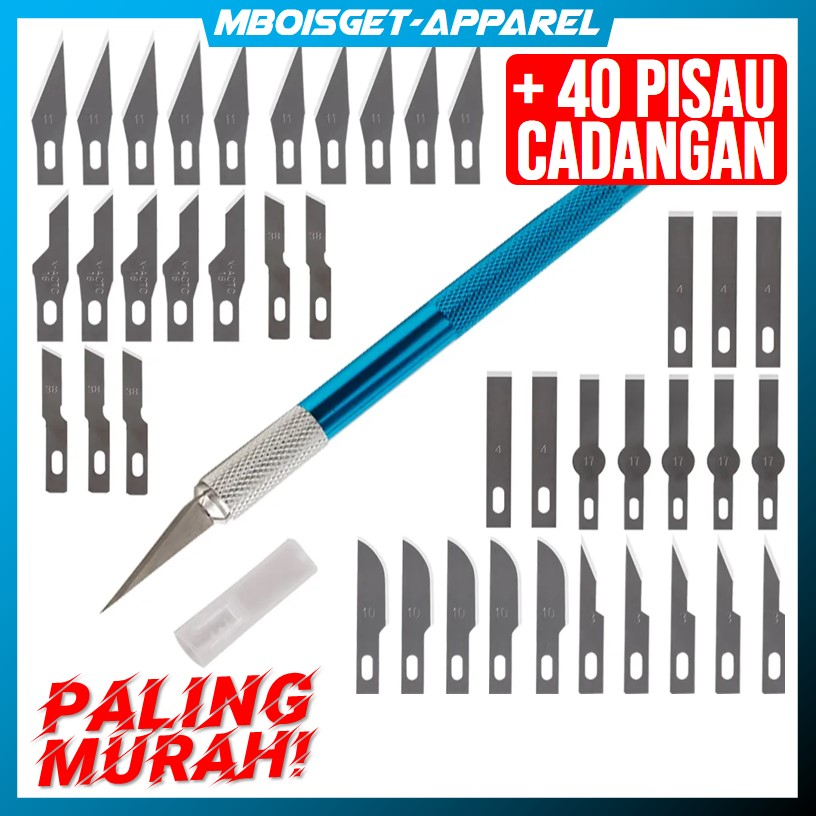 

MBOISGET - PISAU + 40PCS BLADE PISAU KERAJINAN ART CUTTING KNIFE DIY KULIT PCB ELEKTRONIK HOBI KESENIAN POTONG STIKER UKIRAN