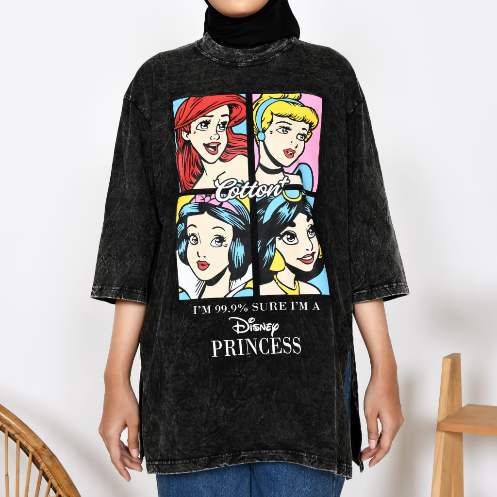 Kaos Karakter Wanita Mickey Gold wash Original Cotton Plus Lengan 7/8 Jumbo / KAos Wanita Washing Hijab Terlaris