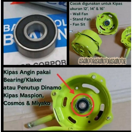 Bearing Laher Kipas Angin Duduk Wall Fan Pengganti Bushing Kipas Klaher 608 2RS ASB Ukuran 8x22x7 mm