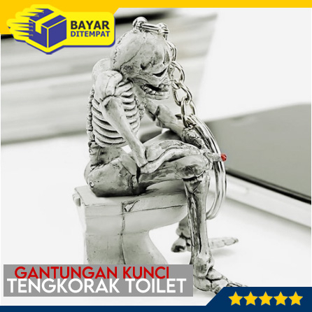 Gantungan Kunci Bentuk Tengkorak Toilet Bahan KARET