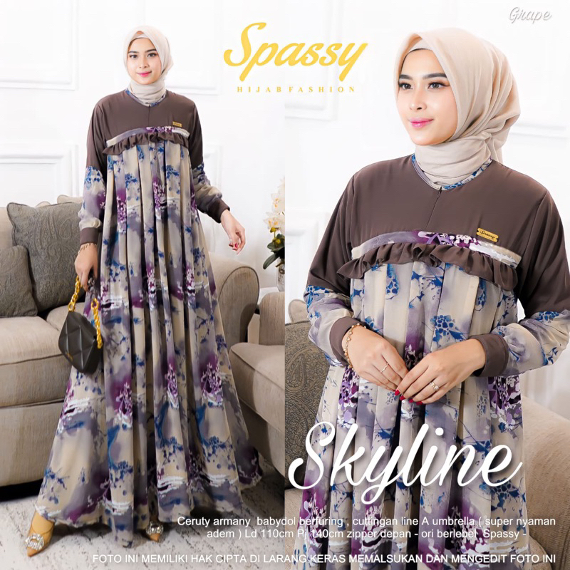 Spassy skyline maxy | Gamis ceruti babydoll armany berfuring skyline dress original by spassy hijab