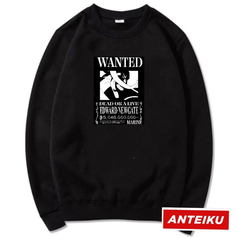 [Promo Sale] Crewneck Anime One Piece Wanted Pria Wanita L-XXL