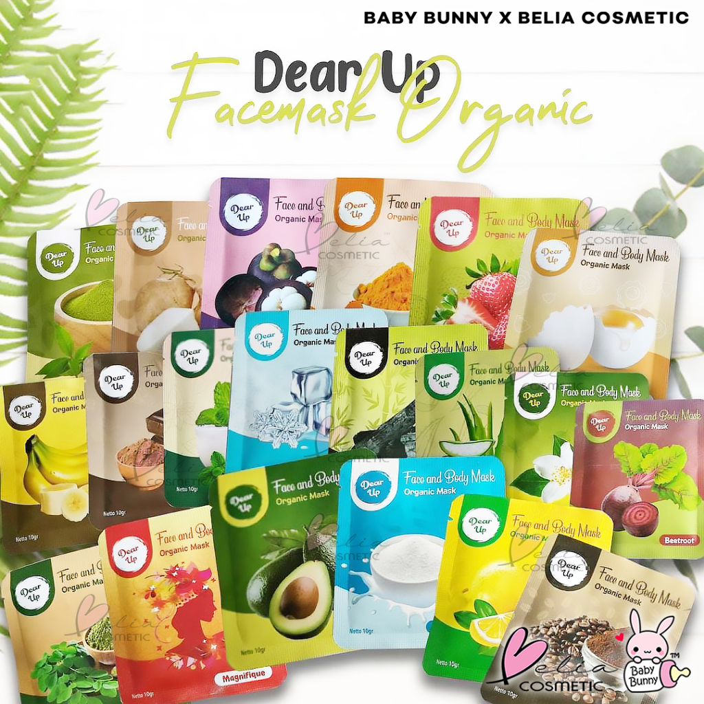 ❤ BELIA ❤ DEAR UP Face Mask Body Mask 10g 20g | Masker Organik | Wajah | Alami | Bubuk | 20 Varian | BABY BUNNY