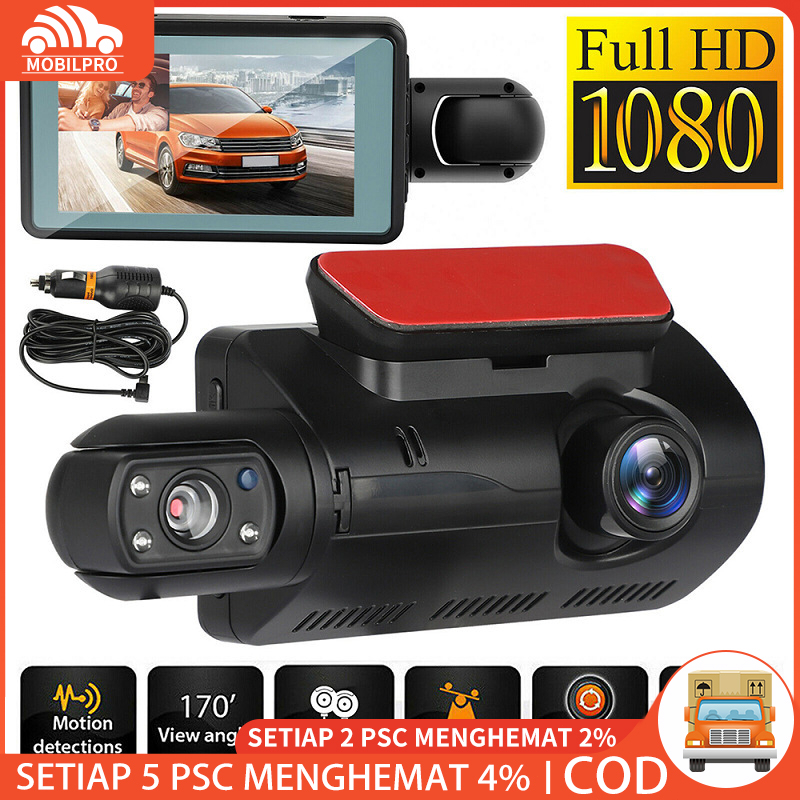Dash cam 1440P 3&quot; IPS Screen Dual Lens Front and Inner Night Vision 3&quot; Ips Screen G-Sensor 24-hour Parking Monitoring Loop Recording