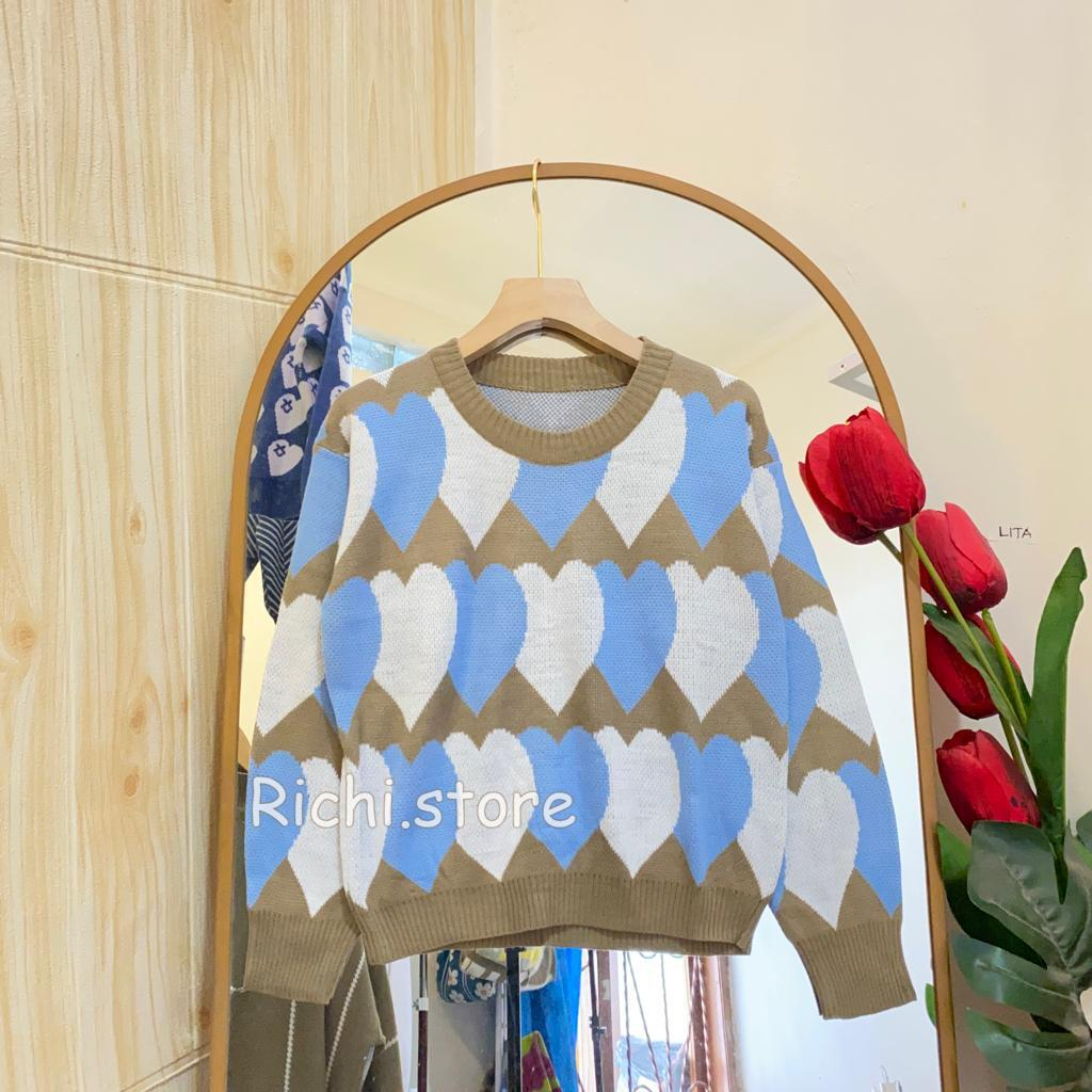 SHERLY SWEATER CROP RAJUT MOTIF LOVE