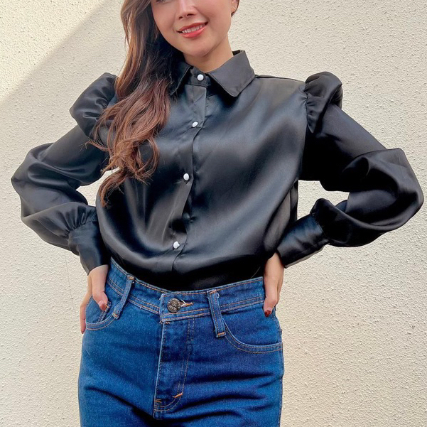 Bellpuff Sateen Silk SATEEN Blouse Atasan Wanita Terbaru