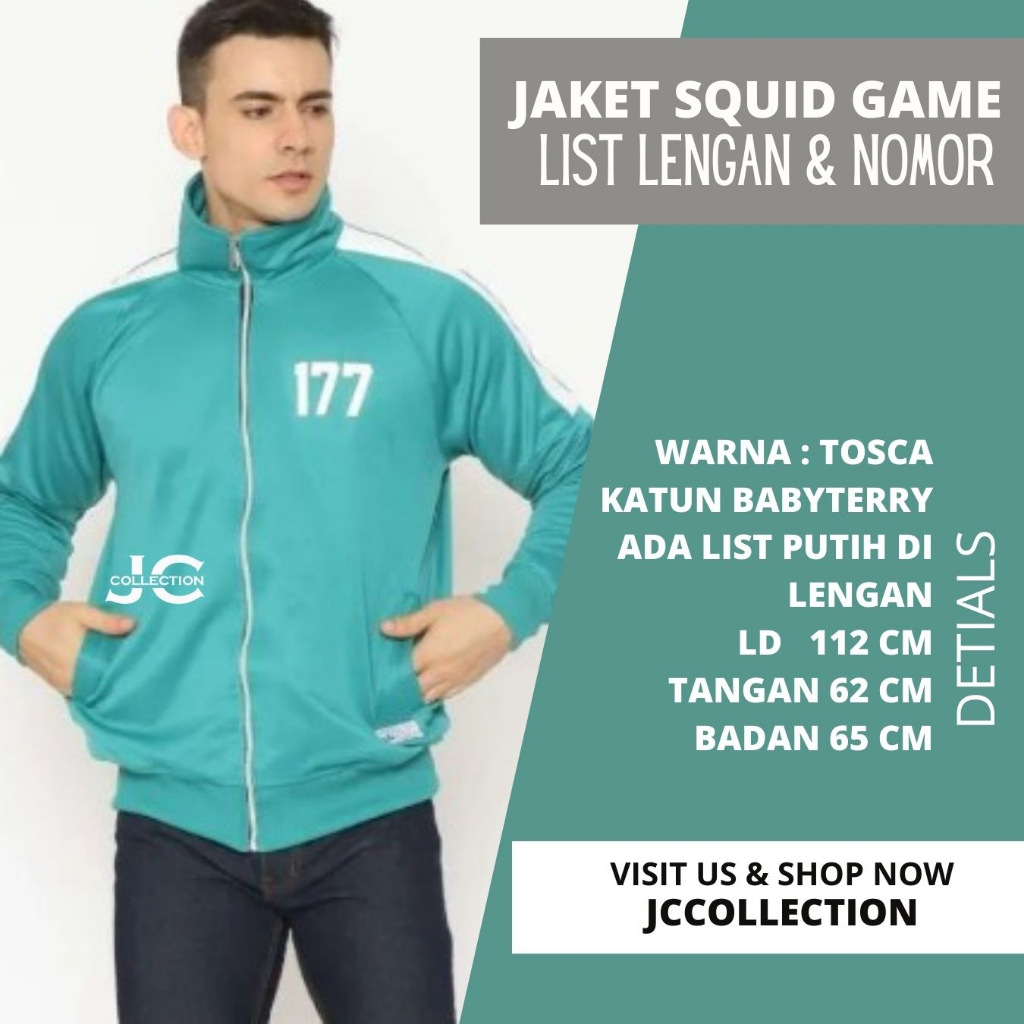 PROMO Sweater Jaket Squid Game List &amp; Zipper Seleting Murah Adem Nyaman - Tosca - JCCollections