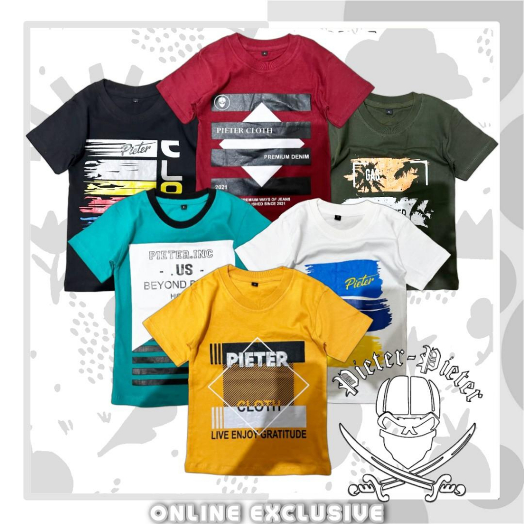 Baju Kaos Anak Distro Original Pieter PieterPremium Bahan Adem Umur 1th-12th Motif trendy