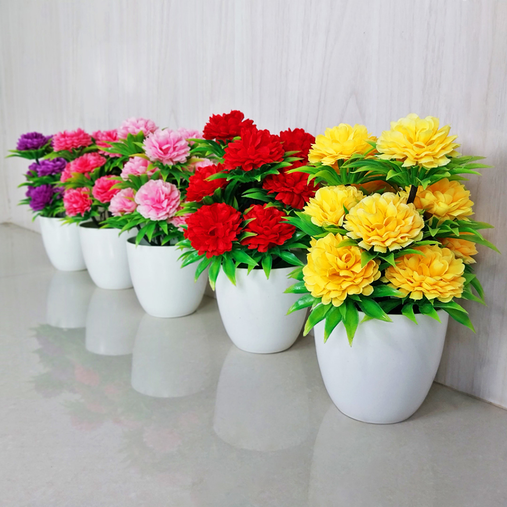 Satu7an PBP17 - PBP20 Tanaman Hias Plastik Pot Bunga Mini Artificial Flowers &amp; Plants