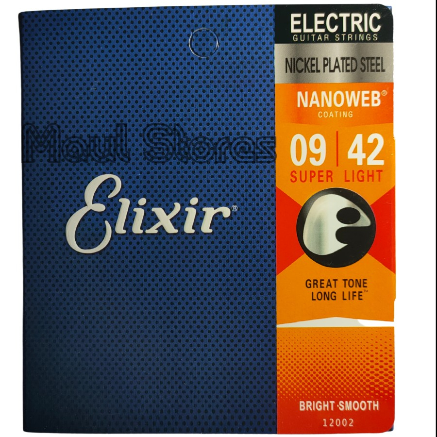 Original Senar Gitar Elixir Elektrik Anti Karat Coating Import Nanoweb Polyweb Optiweb 0,9 0,10  Set