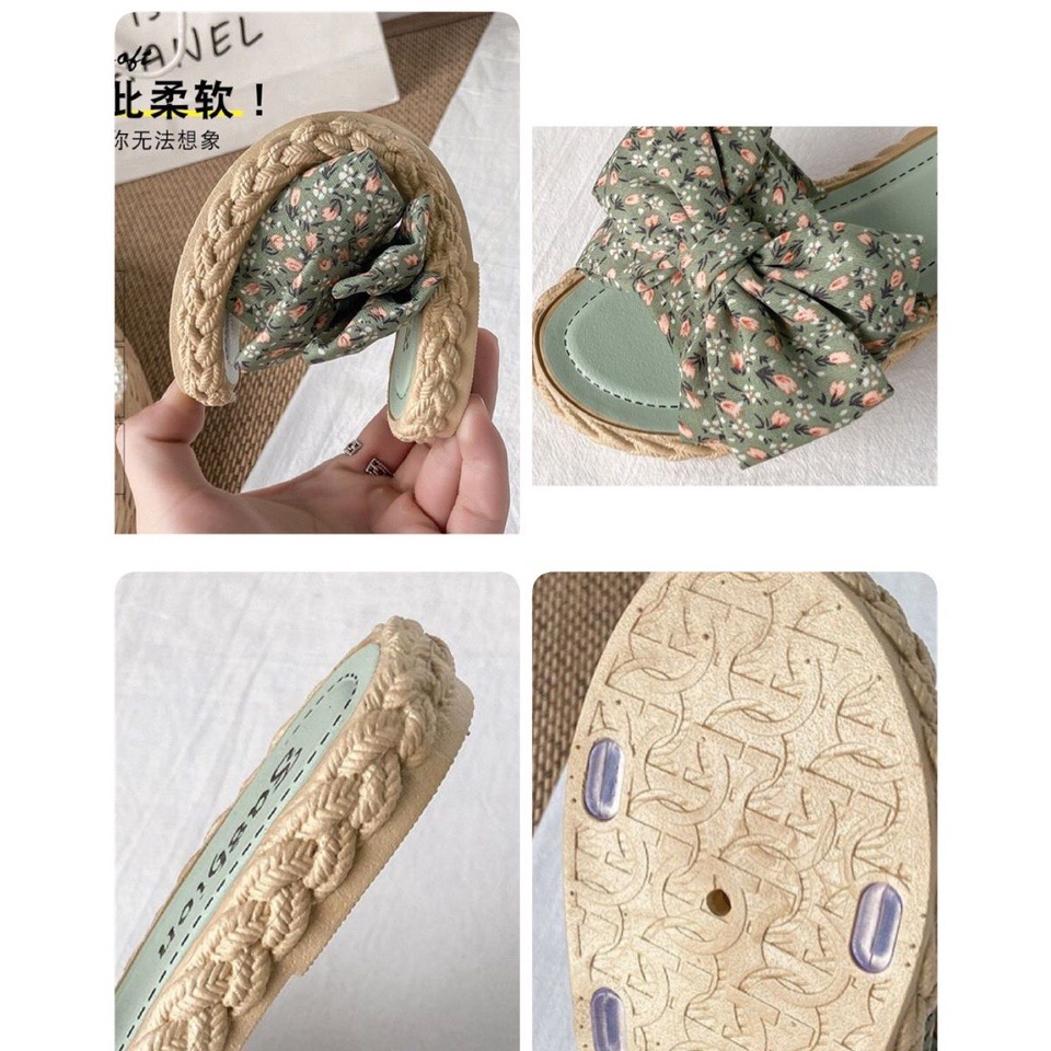 CUCI GUDANG TG1599 SANDAL FLAT WANITA MOTIF BUNGA PITA CANTIK WARNA PASTEL/ SANDAL KASUAL WANITA / SANDAL RUMAHAN