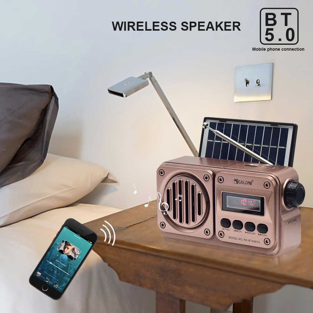 Radio Portabel RD-BT499VS Baru AM / FM Rumah tangga Mini Player Outdoor Broadcast Dengan panel surya Pembicara