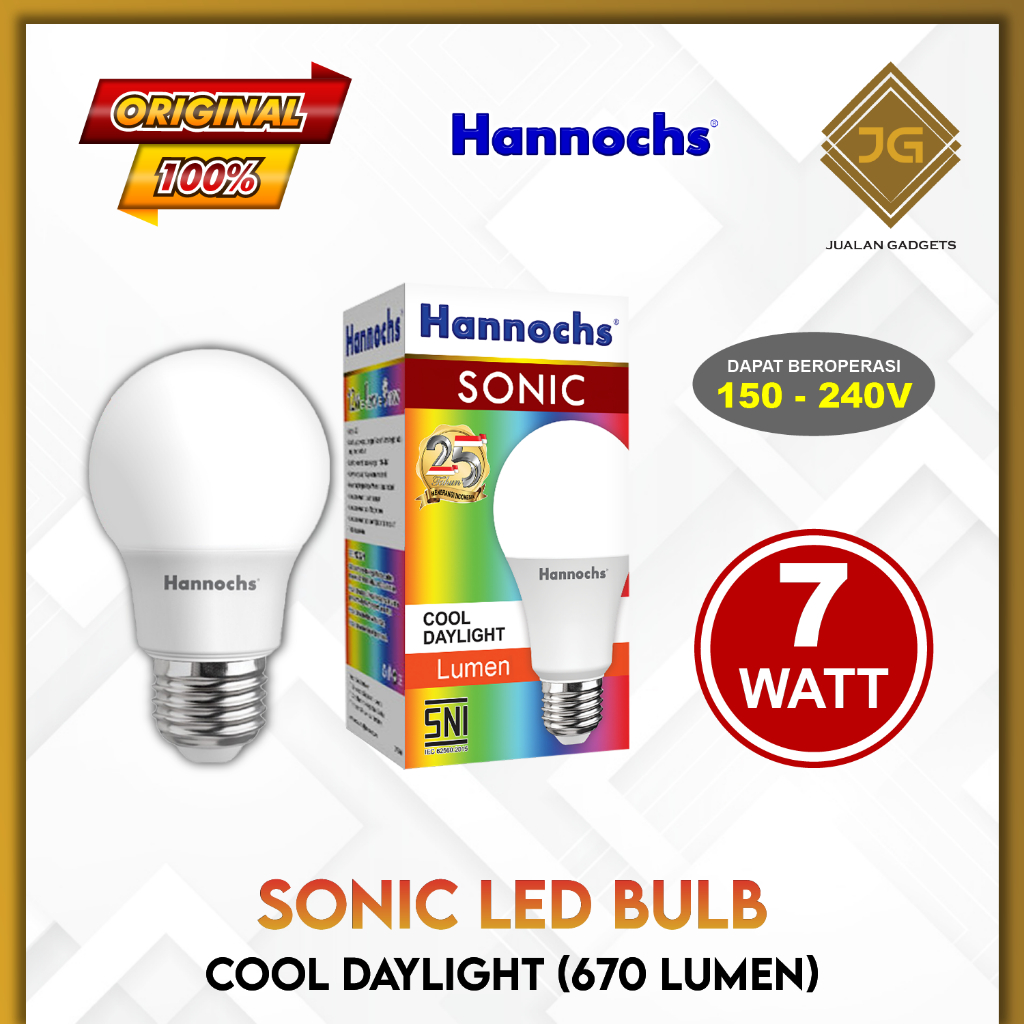 Hannochs SONIC LED Bulb 7 Watt - Bola Lampu Bohlam LED 7 Watt