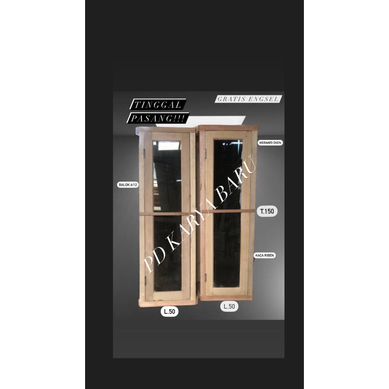 DAUN JENDELA KAYU | JENDELA MURAH | JENDELA DAN KUSEN MERANTI OVEN (1set)