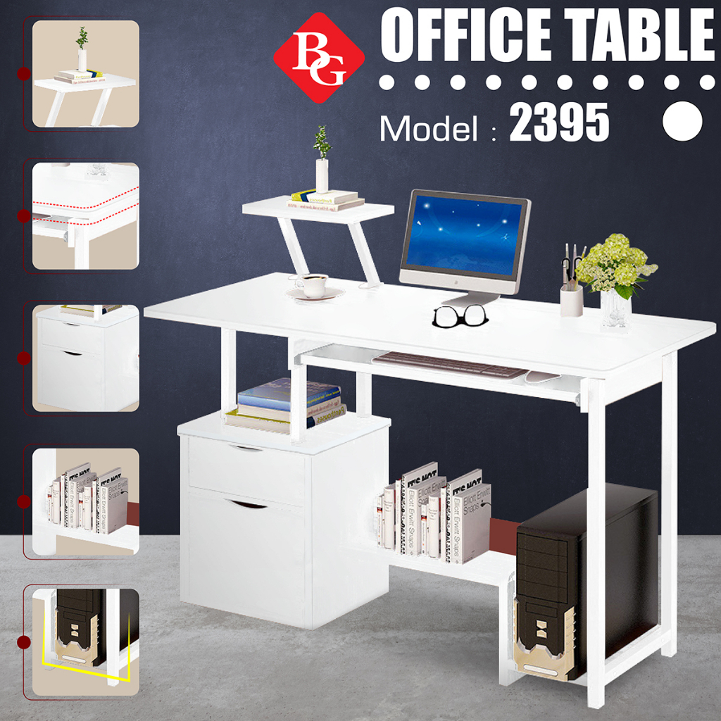 BG SPORT Meja Komputer Laptop Kantor Ergonomis Moder Meja Belajar Besi Multifungsi