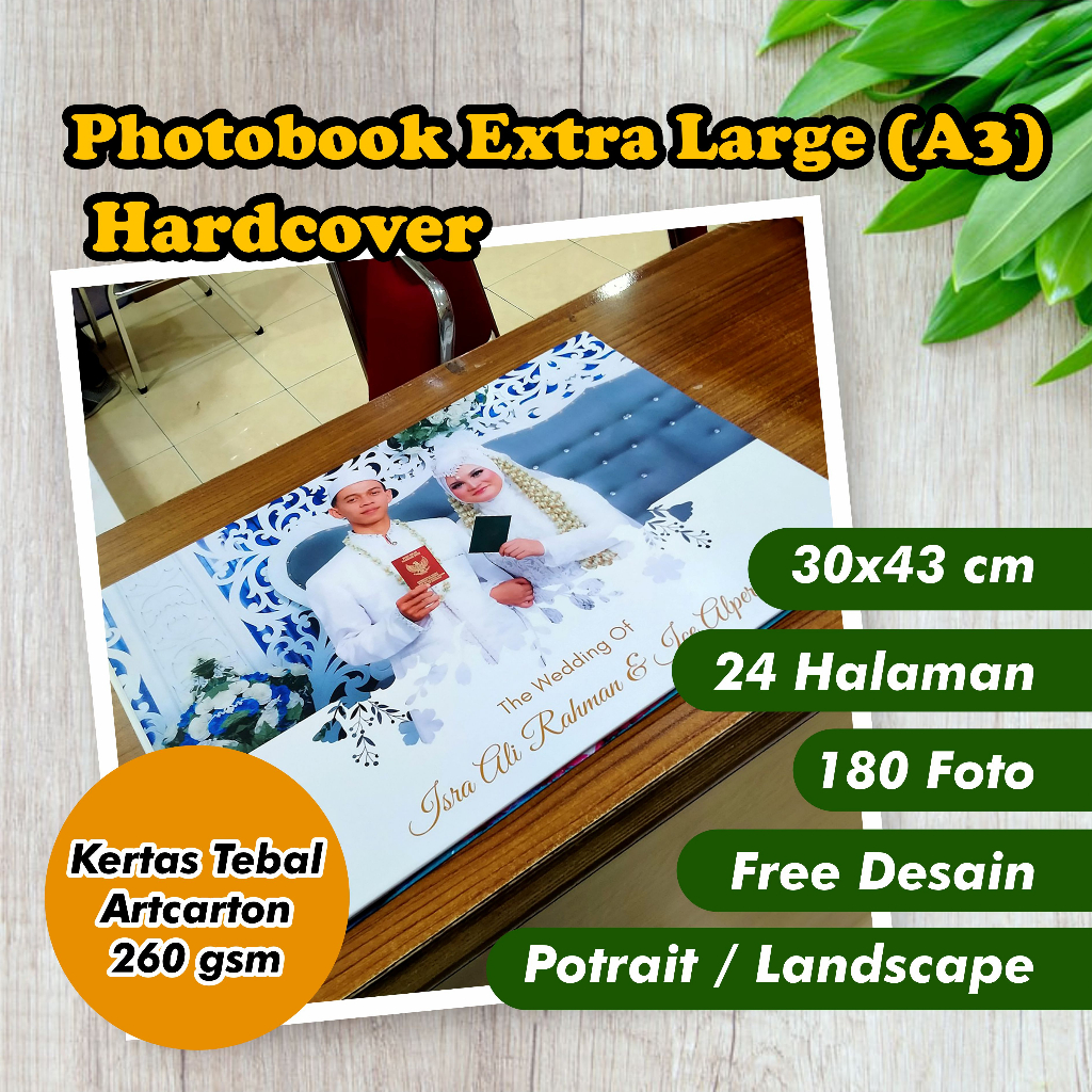 Photobook XL / A3 (24 hal) - 180 FOTO - 30 x 43 cm - Hardcover - Cetak Album Magazine Foto Book Kola