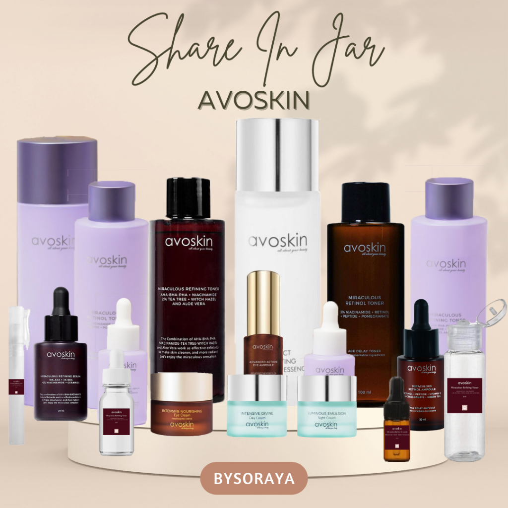 [ SHARE IN JAR ] AVOSKIN Lilllac Edition Miraculous Retinol Toner Ampoule Refining Serum Refining Toner PHTE Essence, Intensive Devine Day Night Cream, Eye Cream, Eye Ampoule