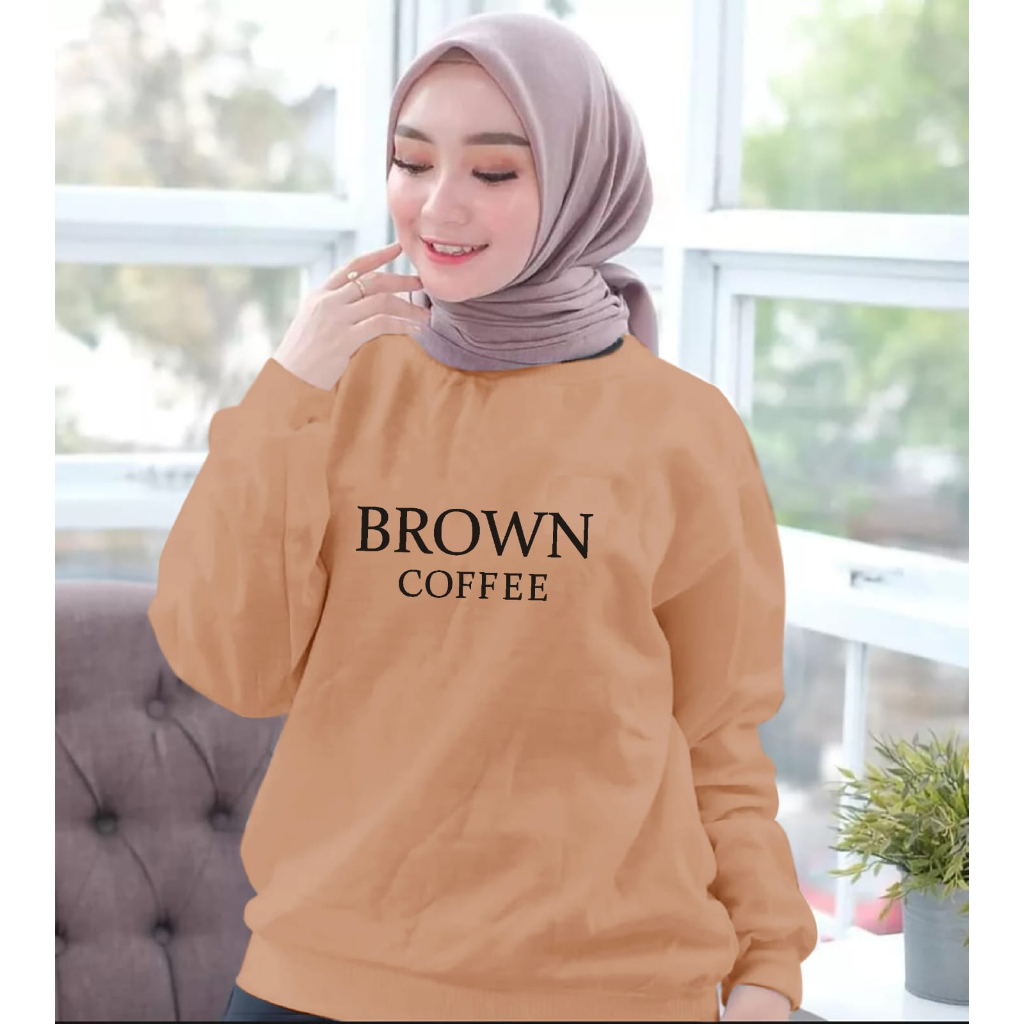 COLLECTION COOLS - BAJU ATASAN BROWN COFFEE WANITA-BAJU DISTRO CEWEK KEREN LENGAN PANJANG MASA KINI DAN TERLARIS