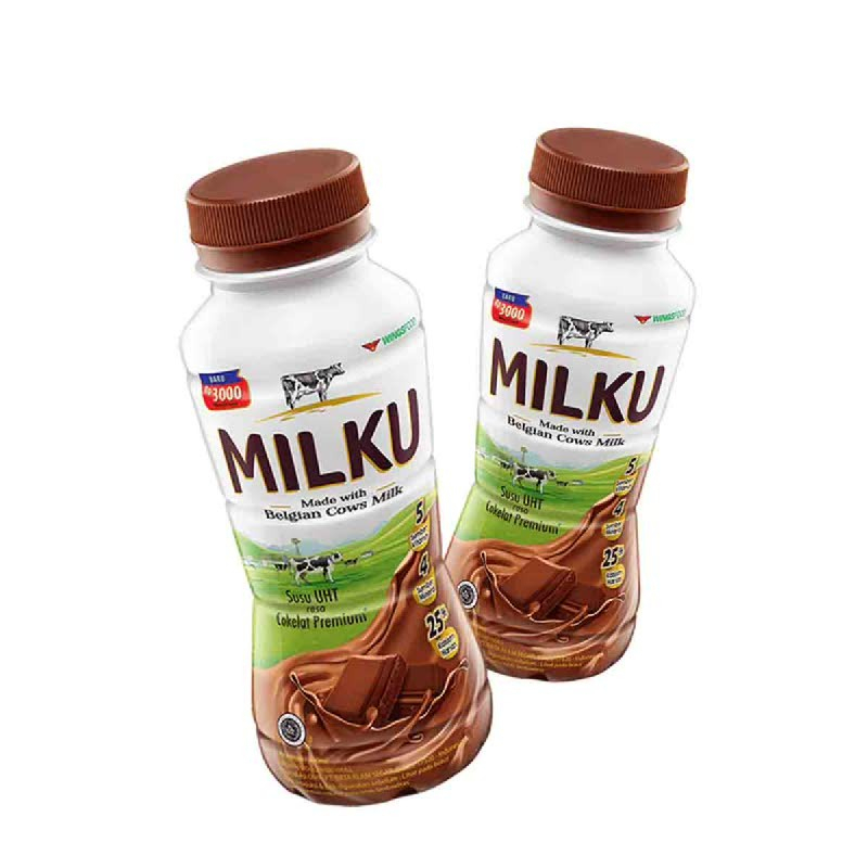 MILKU SUSU 200ML COKLAT DAN STRAWBERRY 1 DUS ISI 12 PCS [SWEETSPACE]