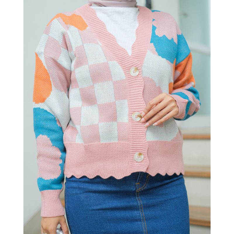 Cardy Diva Renda knit Premium / sweater rajut / grosir rajut / rajut murah / hijab fashion