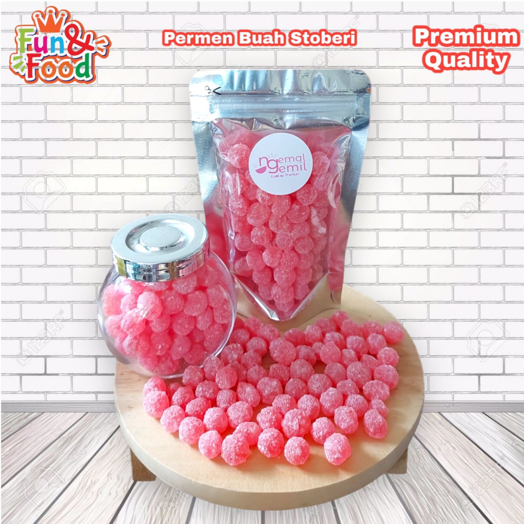 

Permen Rasa Buah Stoberi Tabur Gula Kualitas Premium
