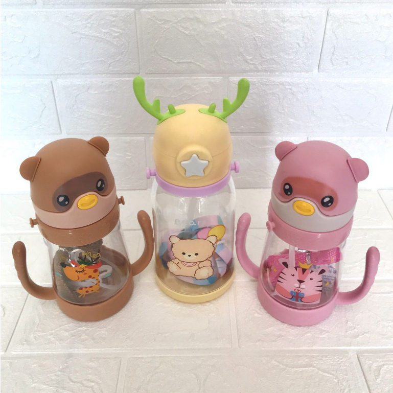 Botol Minum Anak Tanduk Rusa Tali dan Sedotan / Botol Minum Anak Lucu