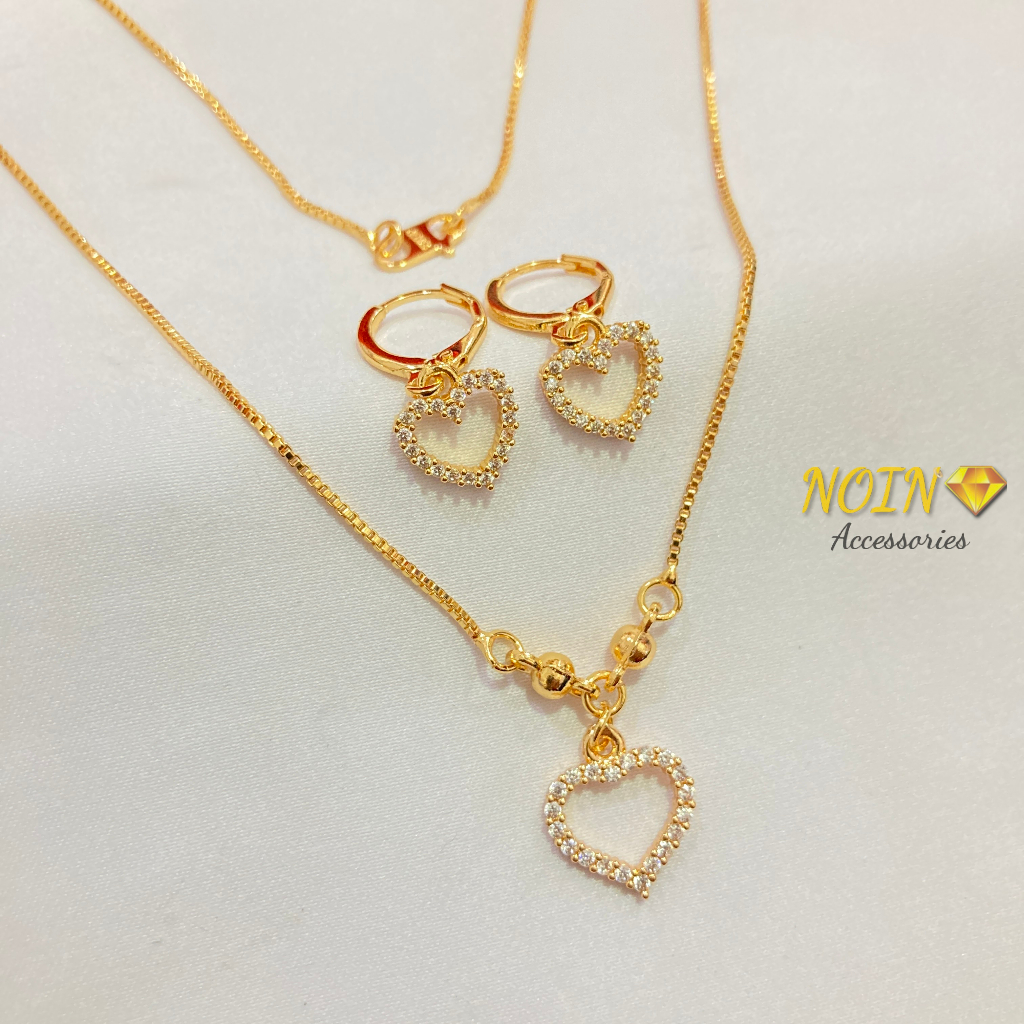 Set Perhiasan Love Lapis Emas 18K Aksesoris Fashion Wanita