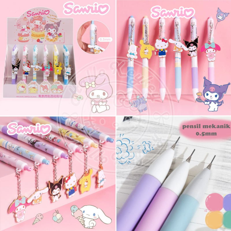 

pensil mekanik kitty melody kuromi cinnamoroll pompompurin pochacco