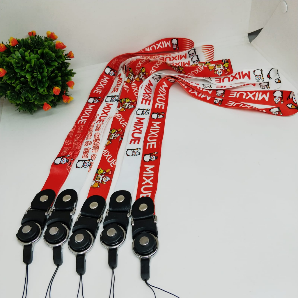 TALI LANYARD MIXUE SINCE 1997 ICE CREAM &amp; TEA | TALI GANTUNGAN HP NAME TAGE ID CARD / TALI LEHER | GANTUNGAN HP BY.MINIGO