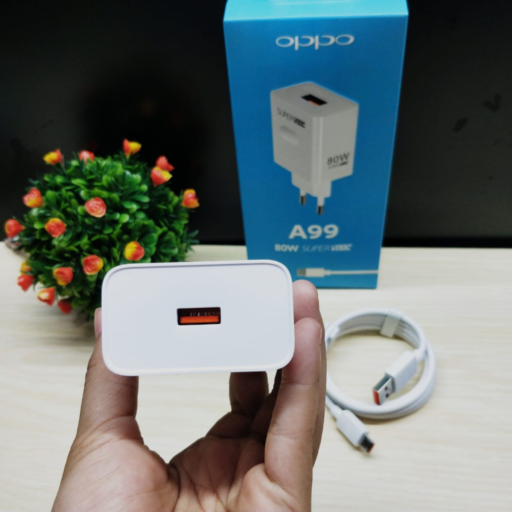 sale cuci gudang Charger oddo A99 80W Super Vooc Power Adapter + kabel micro dan type-c