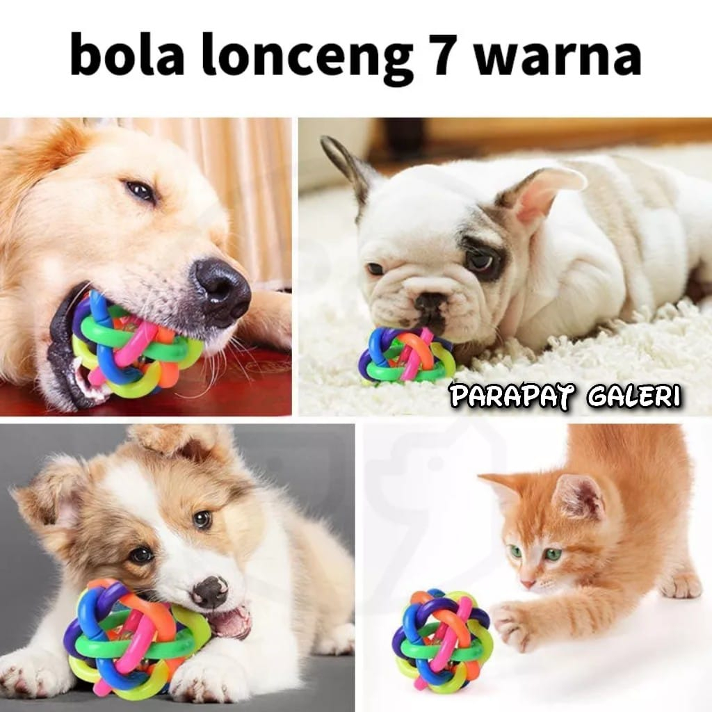 Mainan Anjing Bola Lonceng Bola Tujuh Warna Mainan Kucing Krincingan Steinless Mainan Kucing Cat Toys