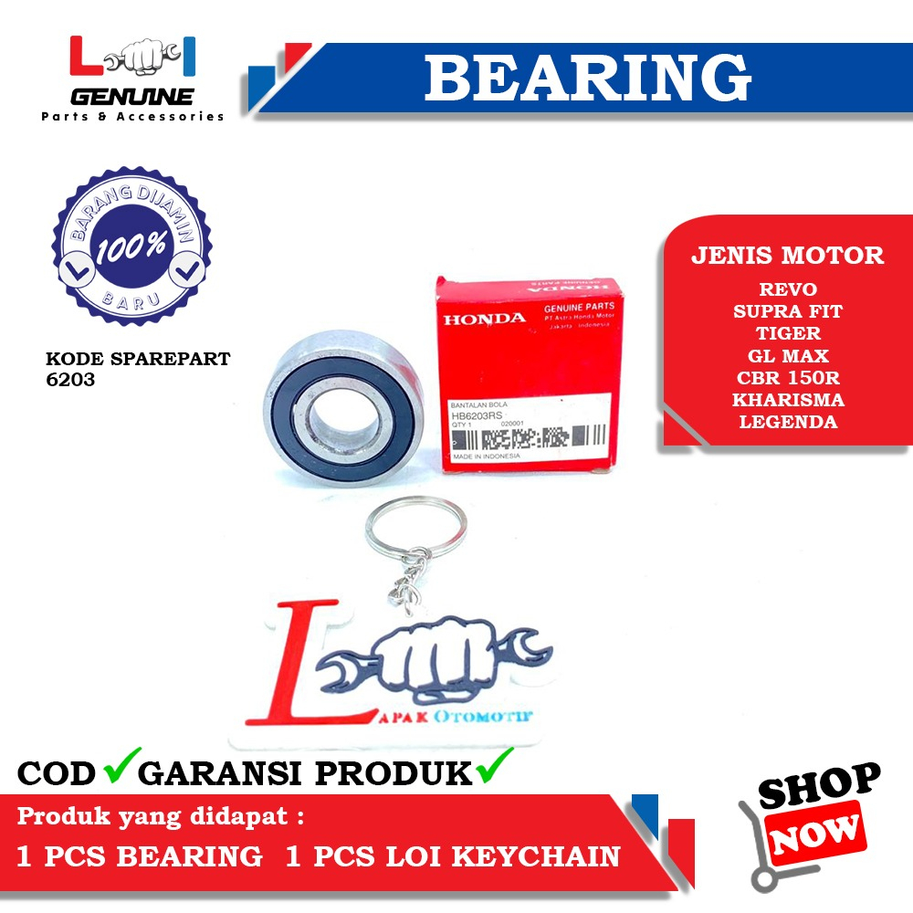 -LOI- BEARING KOTAK BEARING LAHER 6203 RS HONDA BANTALAN BOLA