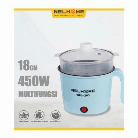 YUN Mall Panci Elektrik Welhome Panci Steam dan Cooking Pot Welhome WPL-203 WPL 203 WPL203 Panci Steam Welhome 18cm