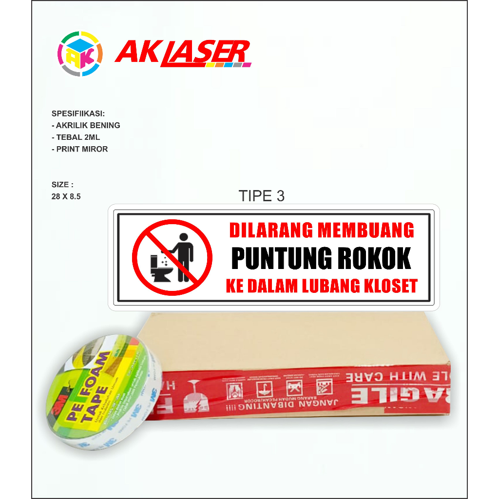 

Akrilik Dilarang Buang Sampah Puntung Roko Tipe 3 Acrylic Transparant Sticker Miror Signage