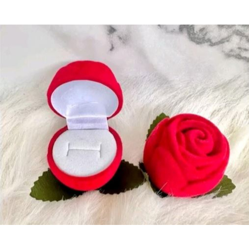 (ROSE) Tempat Cincin Box Kotak Perhiasan ROSE Jewellery Box Wedding Ring Lamaran Beludru