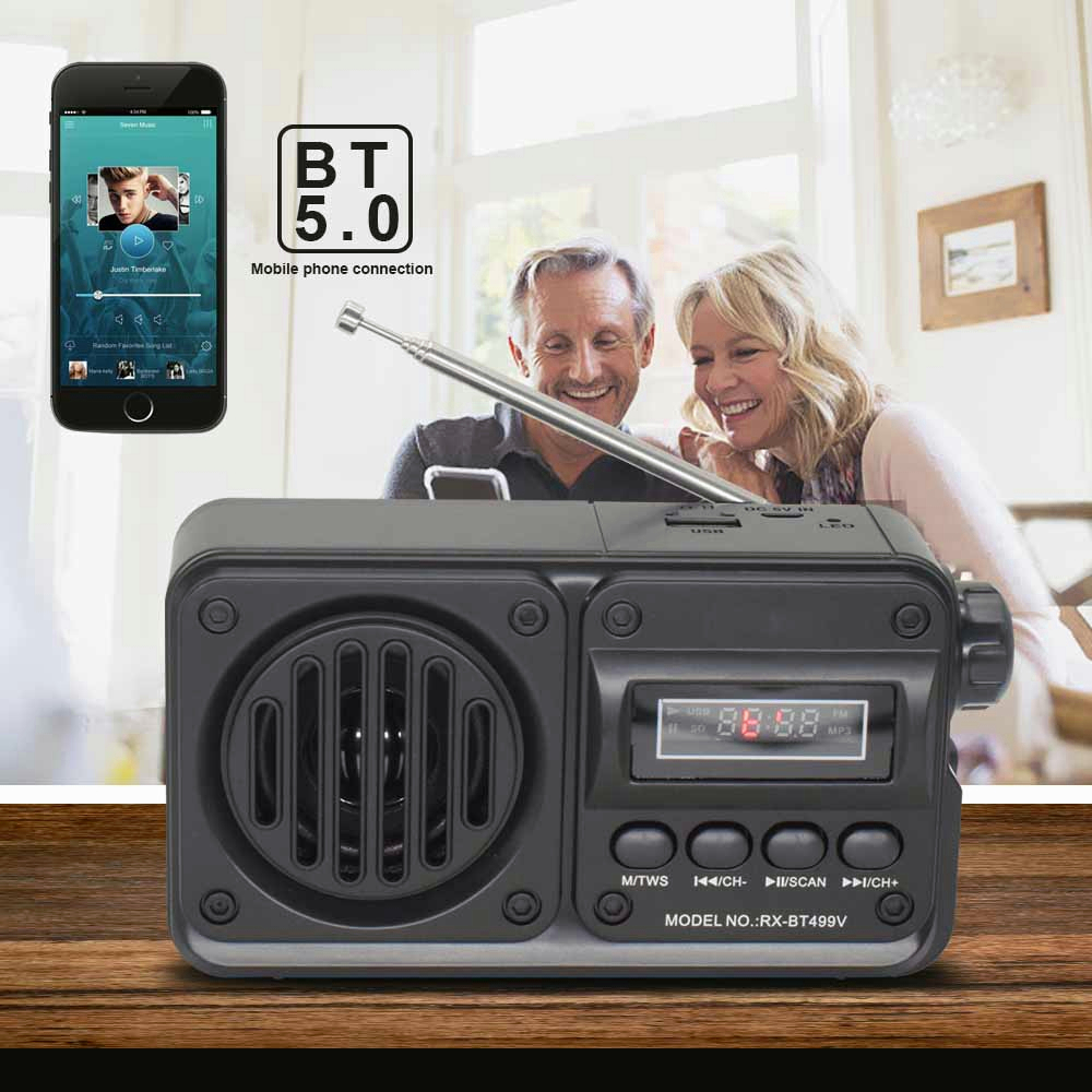 Radio Portabel RD-BT499VS/DR-925Z Baru AM / FM Mini Player Outdoor Broadcast Dengan panel surya Pembicara