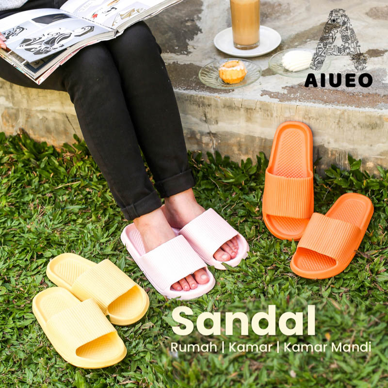 Sendal Slop Karet Wanita Jelly Empuk EVA M6 - Warna Kuning-Pink-Orang [Uk 36-40]