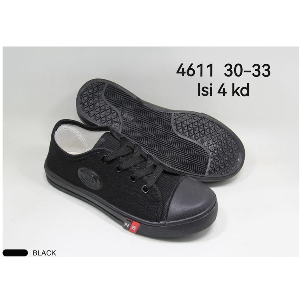 Sepatu Sneakers Tali Hitam Putih N&amp;B Unisex Ukuran 30-43  / 4603 / 3607 / 1522 // 4611 / 3615 / 1523