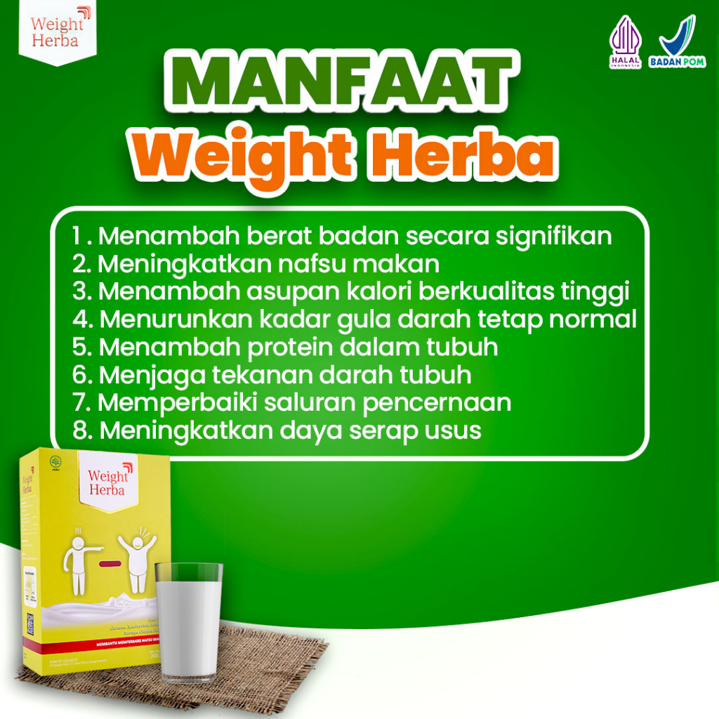 WEIGHT HERBA 100% Original | Susu Penggemuk &amp; Penambah Berat Badan | Tingkatkan Nafsu Makan | COD Gratis Ongkir