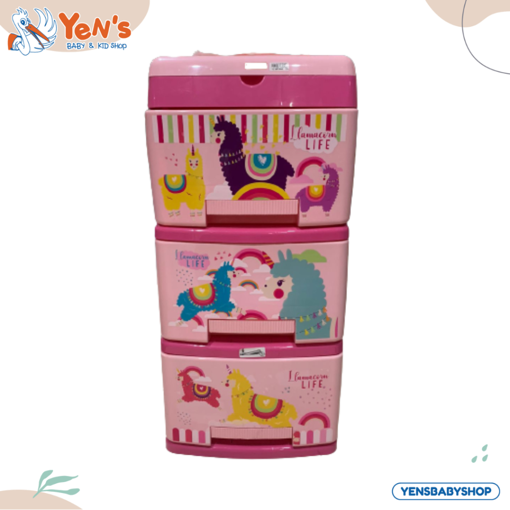 Technoplast Lemari Excel Motif Cute Llamas Junior Drawer