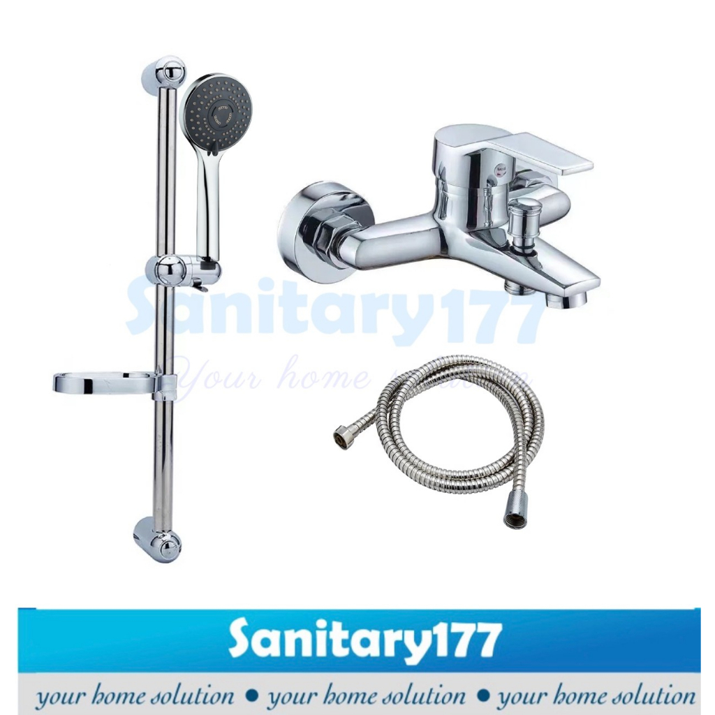 Paket bundling Kran Bathtub Panas Dingin mixer KD &amp; Tiang shower set 1a stainless minimalis murah mummer sower semprotan mandi